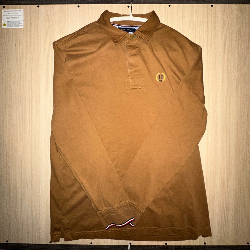 Tommy Hilfiger Tan Long Sleeve Polo Shirt